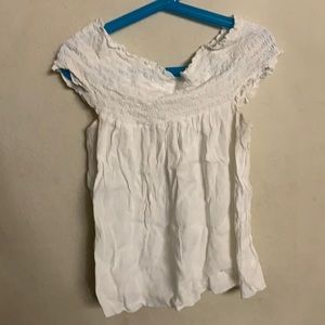 Brandy Melville White Ruffle Off The Shoulder Top OS/Small